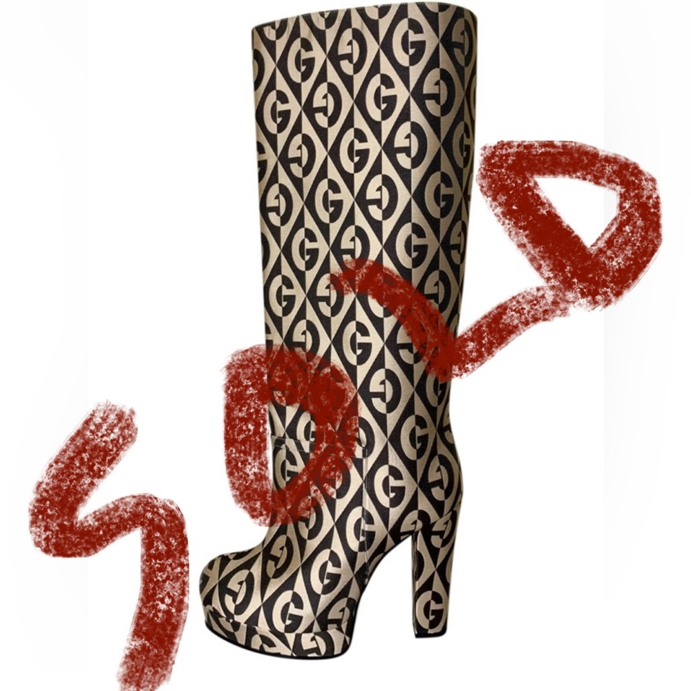Gucci Rhombus Printed Platform Knee-High Boots